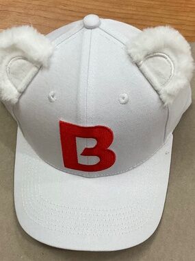 Bimbo branded white cap with bear ears
